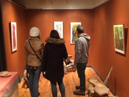 Installation view with patrons